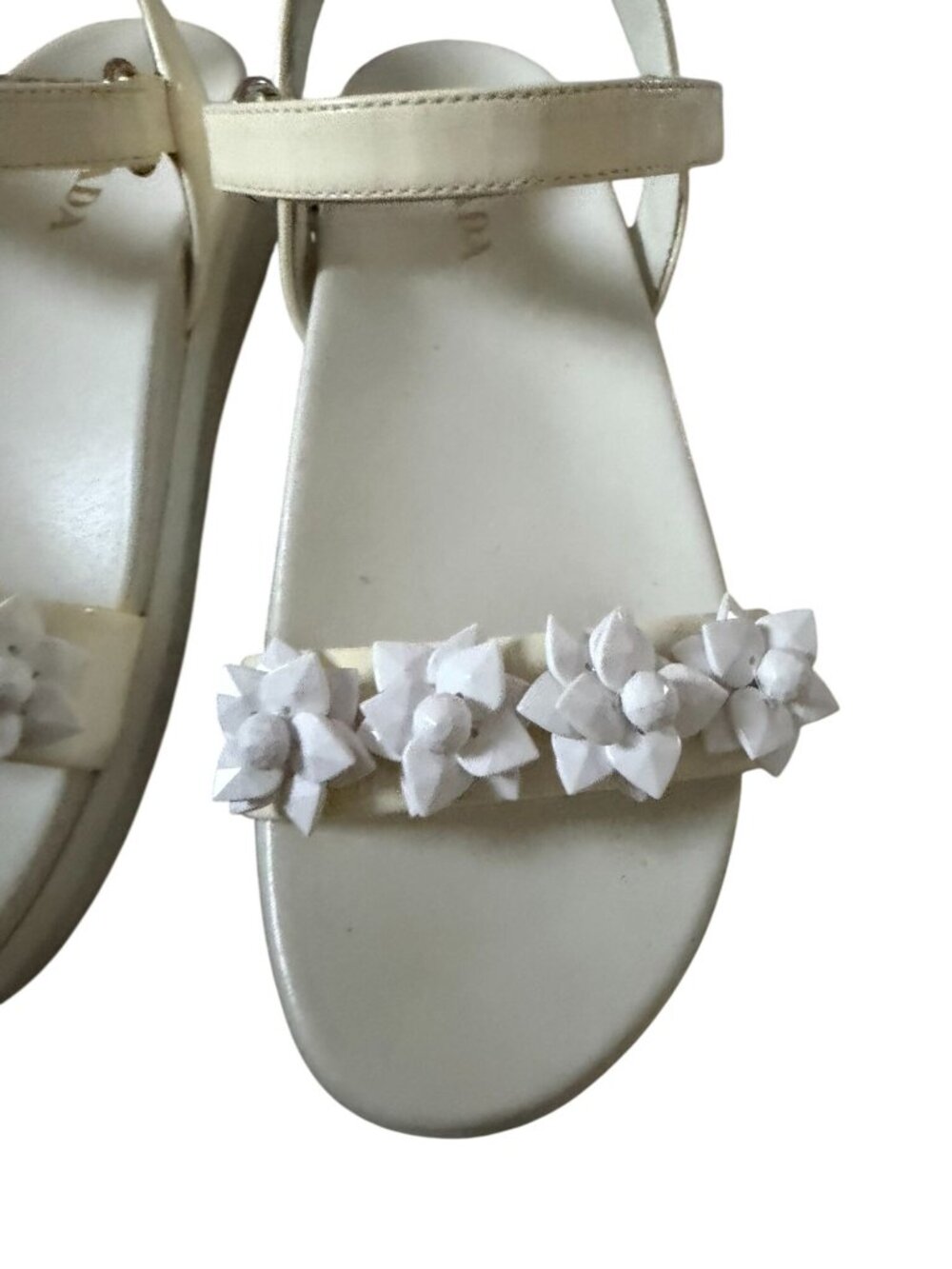 PRADA White Embellished Platform Sandals Size 38.5 / US 8.5 - Picture 4 of 11